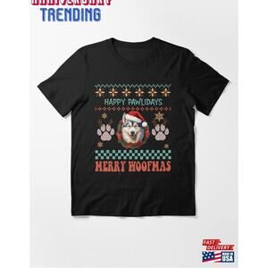 Siberian Husky Pawlidays Amp Merry Woofmas Sweater Essential Tshirt